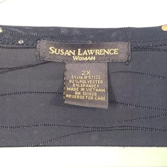 Susan Lawrence size 2X black sparkly top - Picture 7 of 8